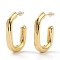 Brass Half Hoop Earrings, with Steel Pin and Plastic Ear Nuts, Long-Lasting Plated,  Oval, Real 18K Gold Plated, 29x20.5x4mm, Pin: 0.8mm