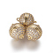 Brass Micro Pave Cubic Zirconia Magnetic Clasps with Loops, Round, Clear, Golden, 18x14.5mm, Hole: 1.4mm