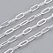 Brass Paperclip Chains, Flat Oval, Drawn Elongated Cable Chains, Soldered, with Spool, Cadmium Free & Lead Free, Silver Color Plated, 7.6x2.6x0.5mm, about 16.4 Feet(5m)/roll