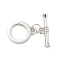 Brass Toggle Clasps, Cadmium Free & Nickel Free & Lead Free, Ring, Platinum, Ring: 17.5x14x2mm, Hole: 2x2.8mm, Bar: 20.x7x3.7mm, Hole: 2mm