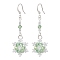 Glass Seed Beaded Dangle Earrings, with Brass Earring Hooks, Snowflake, Light Green, 51x18mm