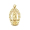 Rack Plating Brass Micro Pave Cubic Zirconia Pendants, Virgin Mary, Lead Free & Cadmium Free, Long-Lasting Plated, Real 18K Gold Plated, 28.5x17x3.5mm, Hole: 3.5x4.5mm