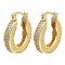 Rack Plating Brass Micro Pave Clear Cubic Zirconia Hoop Earrings, Donut, Real 16K Gold Plated, 25.5x23x4.5mm