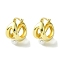 Brass Hollow Hoop Earrings with ABS Imitation Pearl, Real 16K Gold Plated, 22x18.5mm