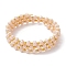Glass Rondelle Beaded Wrap Style Bracelet, Triple Layer Bracelet, Misty Rose, Inner Diameter: 2-1/8 inch(5.4cm)