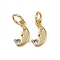 Brass Micro Pave Cubic Zirconia Pendants, Moon Charms, with Jump Ring, Long-Lasting Plated, Cadmium Free & Lead Free, Rack Plating, Real 18K Gold Plated, 11x6x2mm, Hole: 3mm