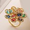 Flower Brass Micro Pave Cubic Zirconia Finger Rings for Women, Real 18K Gold Plated, US Size 6(16.5mm)