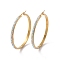 304 Stainless Steel Hoop Earrings, with Polymer Clay and Rhinestone, Ring, Golden, Crystal AB, 51x49x3.5mm