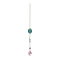 Natural Agate & Natural Green Aventurine Chip Pendant Decorations, Hanging Suncatchers, with Iron Findings and Glass Teardrop Charm, for Home Garden Decorations, Medium Turquoise, 250mm