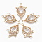 Glass Chandelier Component Links, with Brass Micro Pave Cubic Zirconia, Faceted, Horse Eye, Light Gold, Clear, 25x16x5mm, Hole: 1.2mm