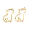 Brass Linking Rings, Cat Shape, Real 18K Gold Plated, 26.5x15.5x2.5mm, Inner Diameter: 20.5x9.5mm