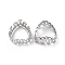 Brass Sew on Prong Settings, Filigree Open Back Claw Settings for Pointed Back Rhinestone, Heart, Platinum, Tray: 12x12.5mm, 14x13.5x7mm, Hole: 0.8mm