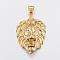 Lion Head 304 Stainless Steel Pendants, King of The Jungle Charms, Golden, 48.5x35.5x19mm, Hole: 6.5x10mm