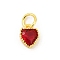 Brass Micro Pave Cubic Zirconia Pendants, Heart Charms, Rack Plating, Long-Lasting Plated, with Jump Ring, Dark Red, 9x7x3.5mm