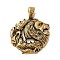 304 Stainless Steel Pendants, Lion Charm, Antique Golden, 47x37x5mm, Hole: 10x5.5mm
