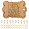 5M 304 Stainless 304 Steel Paperclip Chains, Soldered, with Spool with 10Pcs Brass Lobster Claw Clasps with 30Pcs Brass Open Jump Rings with 1Pcs Cardboard Display Card, Real 18K Gold Plated, 8.5~134x3~216x0.5mm