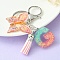 Resin & Acrylic Keychains, with Alloy Split Key Rings and Faux Suede Tassel Pendants, Letter & Butterfly, Random Gradient Color, Letter G, 8.6cm