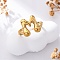 304 Stainless Steel Open Cuff Rings for Women, Letter, Real 18K Gold Plated, Letter M, 13~14x7~15mm