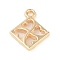 CCB Plastic Pendants, Rhombus with 4-Hollow Heart, Golden, 19.5x15x3mm, Hole: 2mm