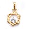 304 Stainless Steel Pendants, with Cubic Zirconia, Flower, Clear, Golden, 18x14x3.5mm, Hole: 5x3mm