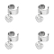 304 Stainless Steel Cuff Rings, with Alloy Rhinestone Heart Pendant, Stainless Steel Color, Inner Diameter: 17~18mm, 4pcs/set