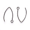 304 Stainless Steel Earring Hooks, with Horizontal Loop, Electrophoresis Black, 26x15.5mm, Hole: 2.5mm, 20 Gauge, Pin: 0.8mm