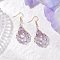 304 Stainless Steel Dangle Earrings, with Glass, Teardrop, Golden, Medium Purple, 58x23.5mm
