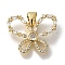 Butterfly Rack Plating Brass Clear Cubic Zirconia Pendants, Lead Free & Cadmium Free, Long-Lasting Plated, Real 18K Gold Plated, 15x19.5x3mm, Hole: 3x4mm