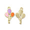Alloy Enamel Pendants, Balloon Charms, Golden, Lilac, 23.5x13x1.5mm, Hole: 1.8mm