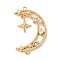 Brass Micro Pave Clear Cubic Zirconia Pendants, Cadmium Free & Nickel Free & Lead Free, Moon with Star, Real 18K Gold Plated, 27~28x17x3mm, Hole: 1mm