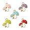 10Pcs 5 Colors Autumn Theme Alloy Enamel Pendants, Double Mushroom, Light Gold, Mixed Color, 19.5x18x2.5mm, Hole: 2.5mm, 2pcs/color