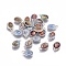 Glass Charms, with Brass Findings, Oval with Saint, Platinum, 12x7.5x2mm, Hole: 1.4mm