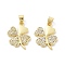Brass Micro Pave Cubic Zirconia Pendants, Clover, Cadmium Free & Lead Free, Rack Plating, Long-Lasting Plated, Real 18K Gold Plated, 19.5x14.5x2mm, Hole: 5.5x3.5mm