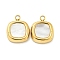 PVD Vacuum Plating 304 Stainless Steel Charms, with Pave Shell, Square Charm, Real 18K Gold Plated, 12x10x2.5mm, Hole: 1.5mm