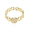 Clear Cubic Zirconia Ring Wrap Open Cuff Ring, Brass Hollow Ring for Woman, Nickel Free, Real 18K Gold Plated, US Size 7 1/4(17.5mm)