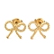 Ion Plating(IP) 304 Stainless Steel Stud Earrings, Bowknot, Real 14K Gold Plated, 11x13mm