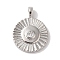 Rack Plating Brass & Cubic Zirconia Pendants, Cadmium Free & Lead Free, Long-Lasting Plated, Flat Round, Platinum, 20x15x3mm, Hole: 3mm