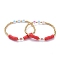 Mother's Day Gifts, Stretch Bracelets, with Polymer Clay Heishi Beads, Initial Acrylic Beads and Golden Plated Brass Beads, Word Mom, Red, Inner Diameter: 2-3/8 inch(6.2cm)