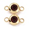 304 Stainless Steel Rhinestone Links Connectors, Flat Round, Light Gold, Siam, 12x6.5x4mm, Hole: 2mm