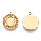 304 Stainless Steel Pendant Cabochon Settings, Pendant Rhinestone Settings, Flat Round, Nickel Free, Real 14K Gold Plated, Tray: 8mm, Fit For 1.2mm Rhinestone, 16.5x14x2mm, Hole: 1.5mm