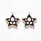 Brass Enamel Pendants, with ABS Plastic Imitation Pearl, Nickel Free, Star, Real 18K Gold Plated, Black, 15.5x14.5x4mm, Hole: 1mm