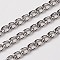 Non-Tarnish 3.28 Feet 304 Stainless Steel Twisted Chains Curb Chains, Unwelded, Stainless Steel Color, 3x1mm