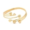 Rack Plating Brass Heart with Round Open Cuff Bangle for Women, Cadmium Free & Lead Free, Real 18K Gold Plated, Inner Diameter: 2-1/4 inch(5.55cm)