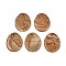 Natural Wood Lace Stone Pendants, Teardrop Charms, 39~41x31~33x5~7mm, Hole: 2~3mm