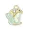 Alloy Pendants, with Resin, Lead Free & Cadmium Free & Nickel Free, Rack Plating, Moon with Butterfly Charms, Golden, 14x11.5x7.5mm, Hole: 1.6mm
