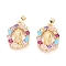 Brass Micro Pave Cubic Zirconia Pendants, Long-Lasting Plated, Oval with Virgin Mary, Colorful, Golden, 24x18x3mm, Hole: 5x3mm