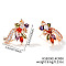 Elegant Brass Rhinestone Leaf Stud Earrings, with Delicate Design and Sparkling Details, Golden, Colorful, 21x19mm