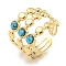 Ion Plating(IP) 304 Stainless Steel Synthetic Turquoise Cuff Rings, Round Wide Band Open Rings for Women Men, Real 18K Gold Plated, 15mm, Inner Diameter: Adjustable