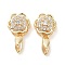 Brass Micro Pave Cubic Zirconia Ice Pick Pinch Bails, Cadmium Free & Nickel Free & Lead Free, Flower, Real 18K Gold Plated, 17x9mm, Hole: 5x2mm, Pin: 0.7mm