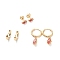 3 Pairs 3 Style Enamel Hamsa Hand with Evil Eye Dangle Hoop Earrings, Ion Plating(IP) 304 Stainless Steel Stud Earrings for Women, Golden, 8~27mm, Pin: 1mm, 1 Pair/style